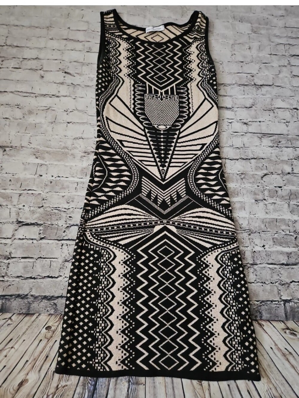 Hera Collection Black Print Bodycon Sexy Stretch Dress Small